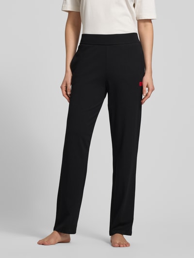 HUGO Comfort fit sweatpants van een mix van katoen en modal, model 'SIGNATURE' Zwart - 4