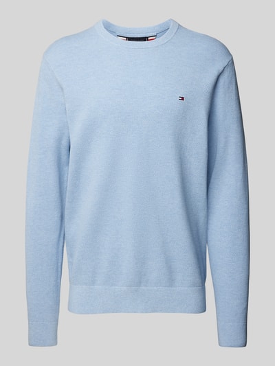 Tommy Hilfiger Strickpullover mit Logo-Stitching Hellblau 2