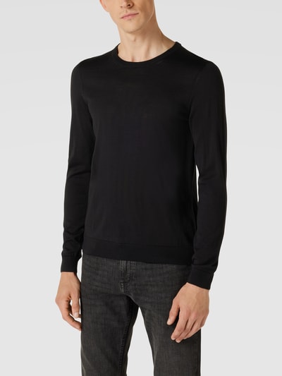 BOSS Longsleeve in melierter Optik Modell 'Leno' Black 4