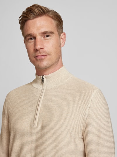 OLYMP Level Five Slim Fit Strickpullover mit Stehkragen Beige 3