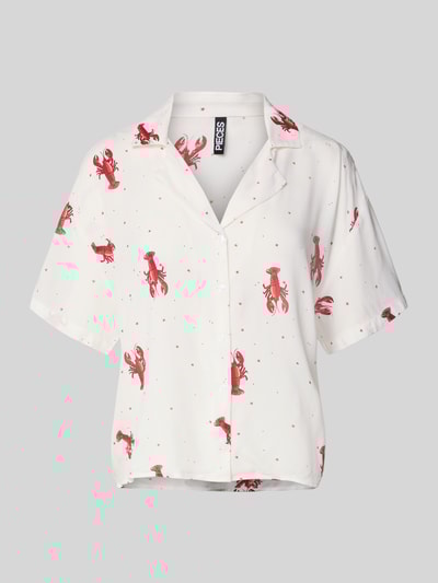 Pieces Relaxed Fit Blusenshirt aus reiner Viskose Modell 'NYA' Weiss 2