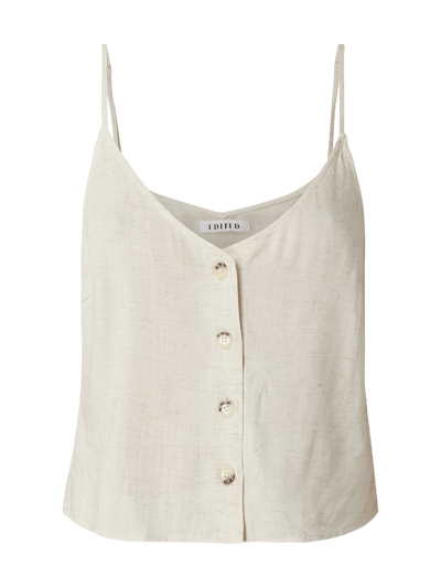 EDITED Korte top van lichte mix van viscose en linnen met knoopsluiting  Offwhite - 2