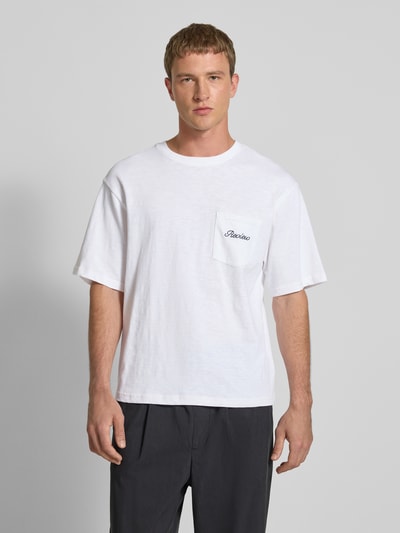 REVIEW T-Shirt mit Brusttasche und Label-Stitching Offwhite 4