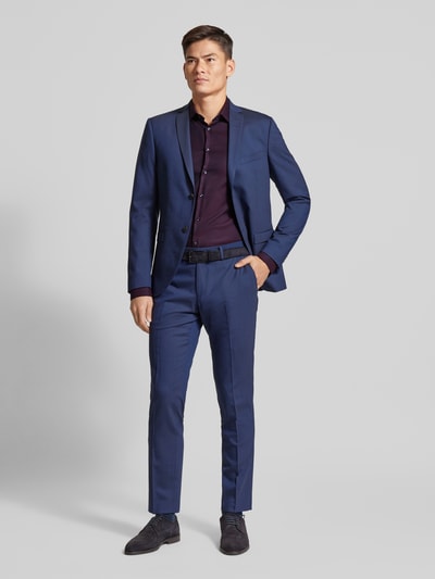 Jake*s Slim Fit Businesshemd aus reiner Baumwolle mit Kentkragen Aubergine 1