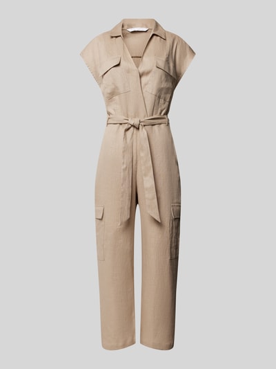 Mango Jumpsuit mit  Stoffgürtel Modell 'QUITA' Beige 2