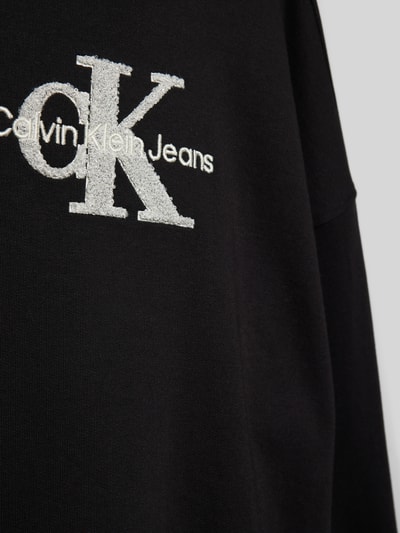 Calvin Klein Jeans Oversized sweatshirt met labelprint, model 'TEDDY' Zwart - 2