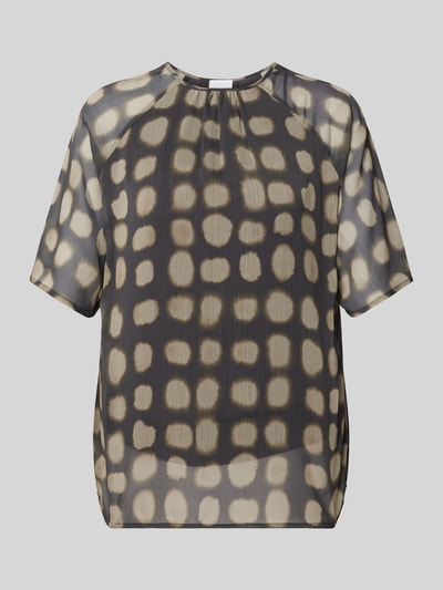 Jake*s Collection Blouseshirt met all-over motief Donkergrijs - 2