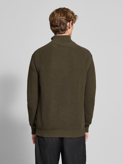 Replay Gebreide pulllover met opstaande kraag en ritssluiting Olijfgroen - 5