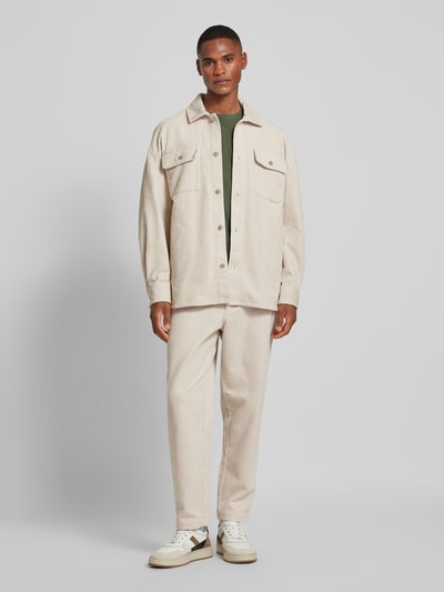 Casual Friday Hemdjacke mit Brusttaschen Modell 'corduroy' Offwhite 1