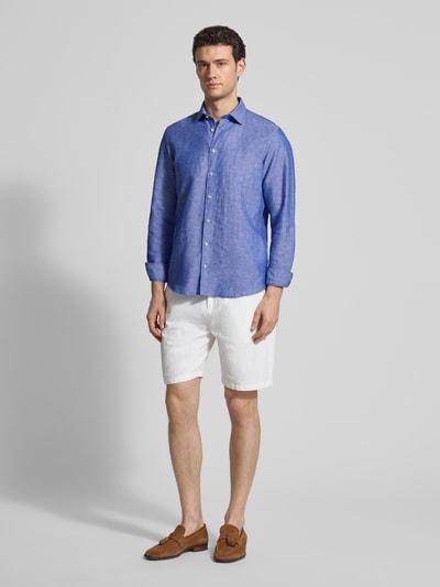 Jake*s Regular fit Vrijetijdsoverhemd van Linnenmix Koningsblauw - 1