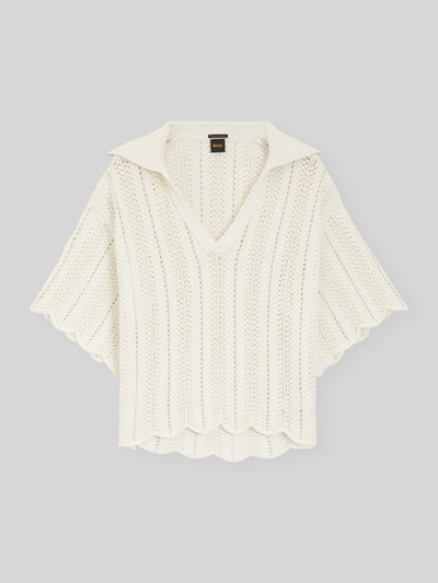 BOSS Orange Relaxed Fit Pullover mit Strickstruktur Offwhite 2