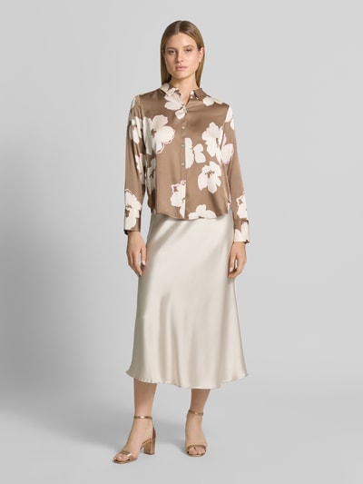 s.Oliver BLACK LABEL Regular fit blouse met lange mouwen van pure viscose Middenbruin - 1