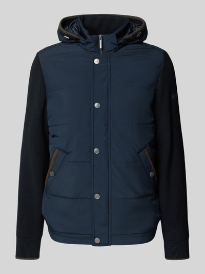 bugatti Gebreid jack met capuchon Marineblauw - 2