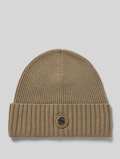 BOSS Mütze aus Wolle mit Logo-Badge Beige 1