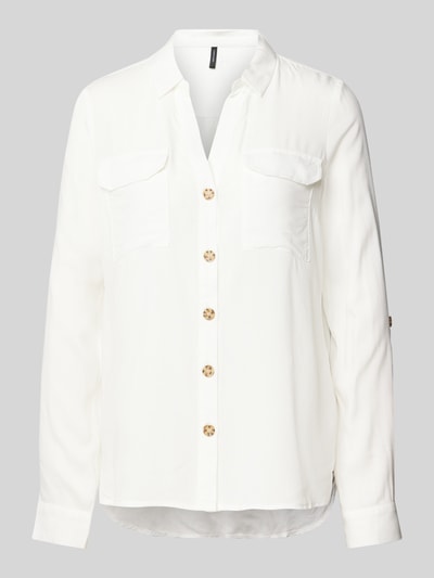 Vero Moda Overhemdblouse met opgestikte paspelzakken op de borst, model 'BUMPY' Wit - 2