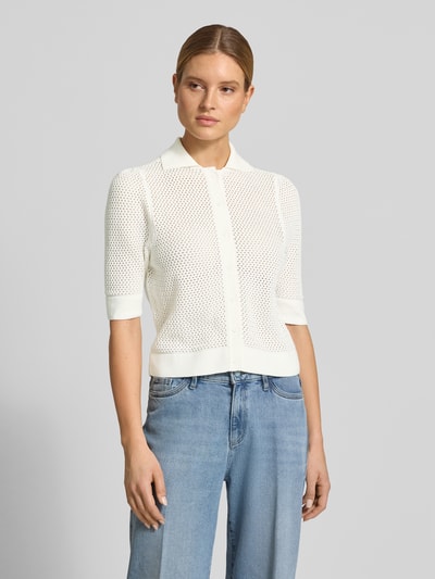 Lanius Strickjacke mit Polokragen und 1/2-Arm Offwhite 4