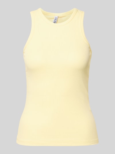 Produktfoto, Slim Fit Tank Top aus Baumwoll-Mix Modell 'RUKA BOXER' von Pieces, Optik: Unifarben, Rundhals, breite Träger, Ripp-Struktur.