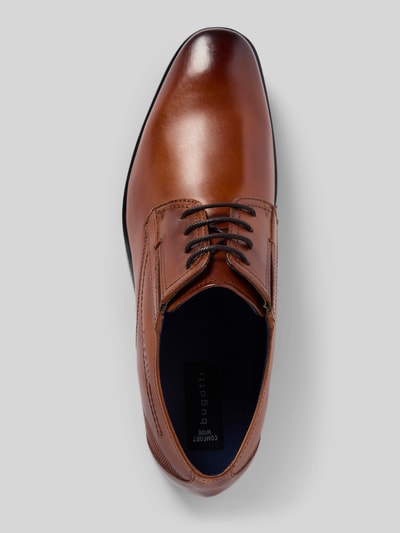Produktfoto, Schnürschuhe mit Label-Detail Modell 'Savio' von bugatti ze skóry, brąz, zaokrąglony nosek, strukturalna podeszwa, widok z góry