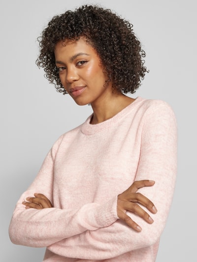 Fransa Gebreide pullover met ronde hals, model 'Rellis' Lichtroze gemêleerd - 3