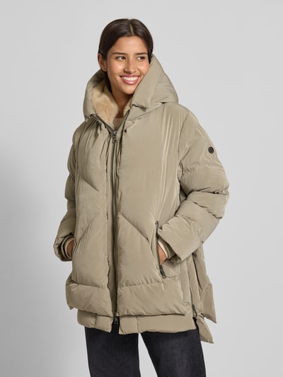 Blonde No. 8 Lange winterjas met imitatiebont, model 'FROST' Kaki - 4