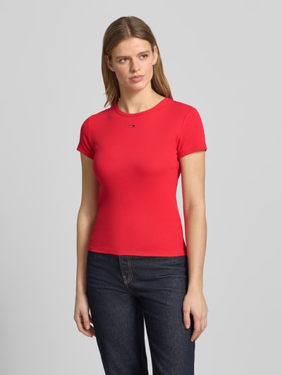 Tommy Jeans t-shirt o kroju slim fit z mieszanki bawełny Czerwony 4