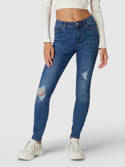 Only Skinny Jeans im Destroyed-Look Modell 'WAUW' Dunkelblau 4