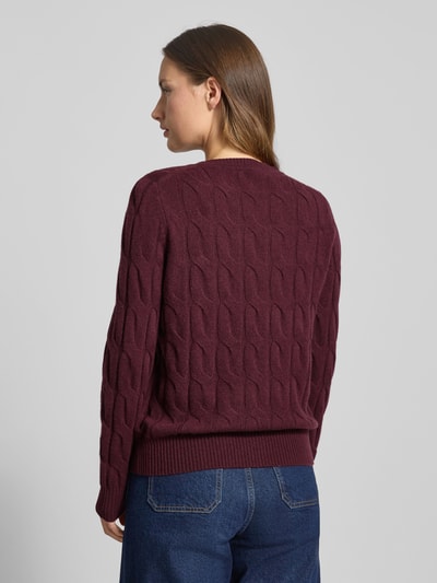 Tommy Hilfiger Sweter z dzianiny o kroju regular fit z czystej wełny Bordowy 5