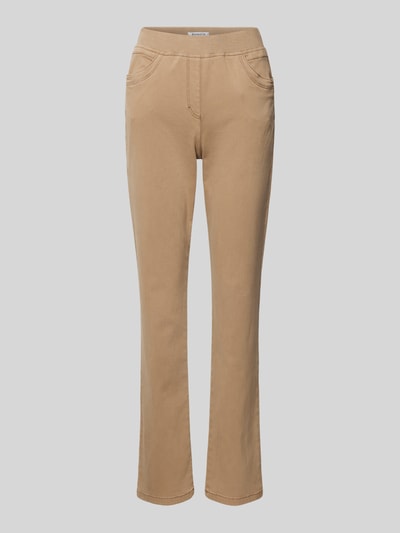 Raphaela By Brax Slim fit broek met elastische band, model 'PAMINA FUN' Taupe - 2