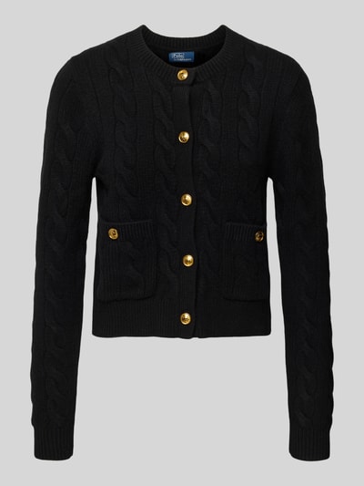 Polo Ralph Lauren Cardigan aus Lanawolle-Kaschmir-Mix mit Zopfmuster BLACK 2