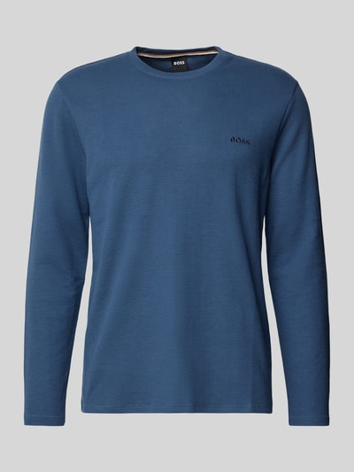 BOSS Longsleeve mit Label-Stitching Modell 'WAFFLE' Jeansblau 2