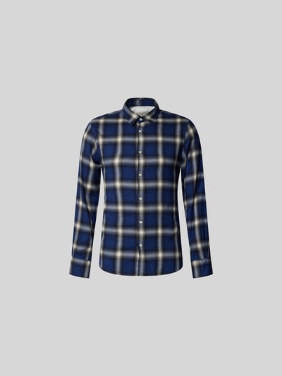 Officine Générale Slim Fit Freizeithemd mit Kentkragen Marine 2