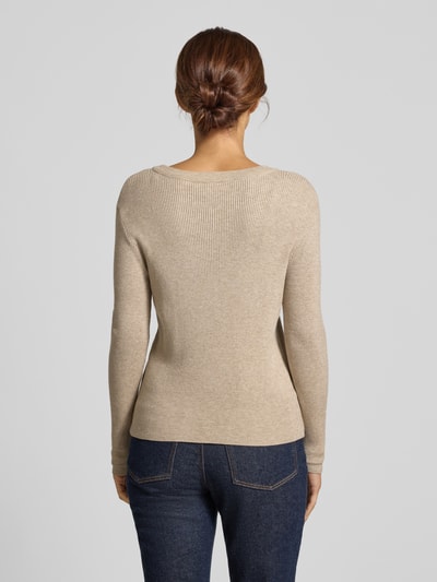 Vila Bluzka z długim rękawem z imitacji dzianiny model ‘Vicomfy’ Beżowy 5