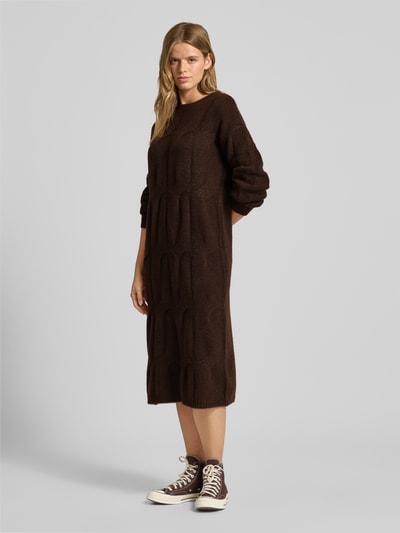 Pieces Relaxed fit gebreide jurk met wol, model 'JENNA' Donkerbruin - 1