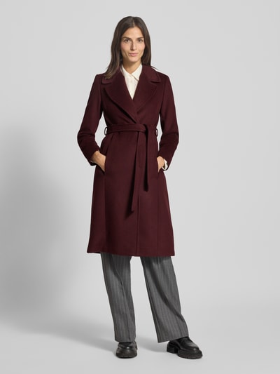 Lauren Ralph Lauren Lange jas met reverskraag en strikceintuur Bordeaux - 4