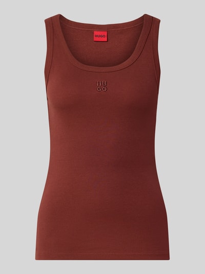 HUGO Slim fit tanktop van katoenmix model 'Datamia' Middenbruin - 1