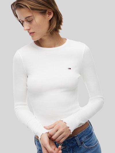Tommy Jeans Slim Fit Langarmshirt aus Baumwoll-Mix Offwhite 3
