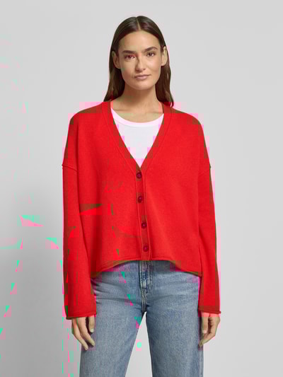 Marc O'Polo Oversized gebreid jack van pure scheerwol  Lichtrood - 4