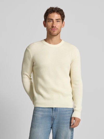 Manuel Ritz Gebreide pullover met ribboorden Wit - 4