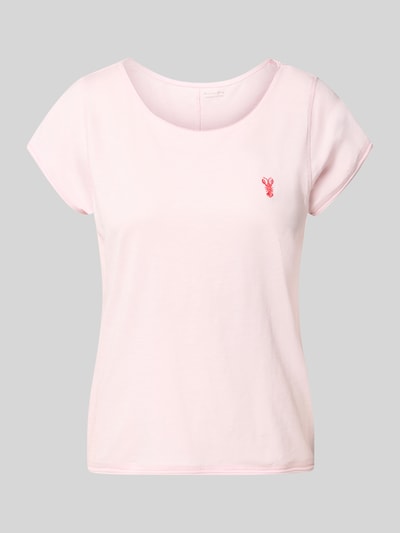 Produktfoto, Regular Fit T-Shirt mit Motiv-Stitching von Christian Berg Woman, jasnoróżowy, bawełna, okrągły dekolt, krój regular fit, długość tyłu 61 cm w rozmiarze S.