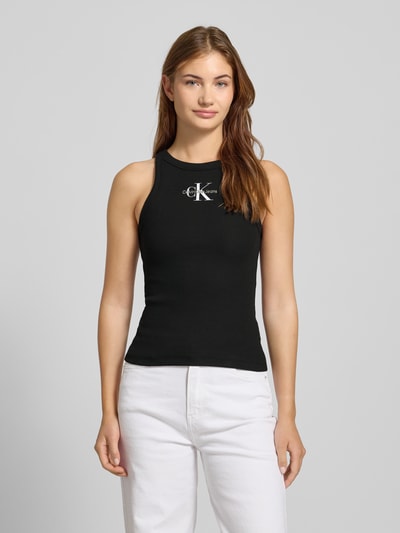 Calvin Klein Jeans Top z wyhaftowanym logo i okrągłym dekoltem Czarny 4