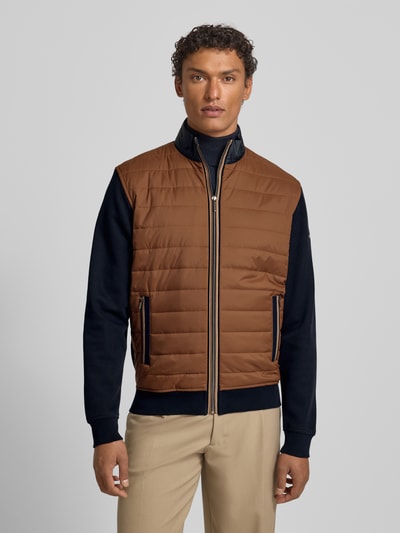 bugatti Sweatjack met labeldetail Camel - 4