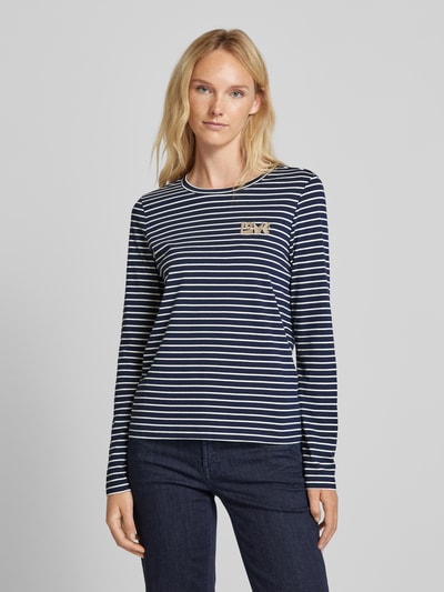 Vero Moda Regular fit shirt met lange mouwen en stitching met opschrift, model 'OYA FRANCIS' Marineblauw - 4