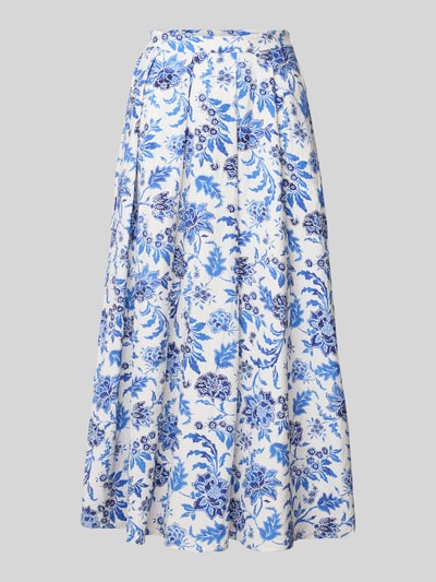 Mango Maxirock mit gelegten Falten Modell 'INDIGO' Blau Melange 2