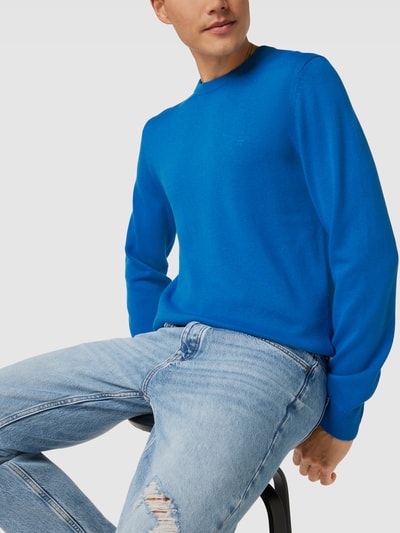 Christian Berg Men Gebreide pullover met ronde hals Aqua-blauw gemêleerd - 3