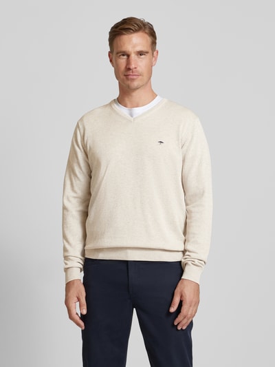 Fynch-Hatton Strickpullover mit Label-Stitching Offwhite 4