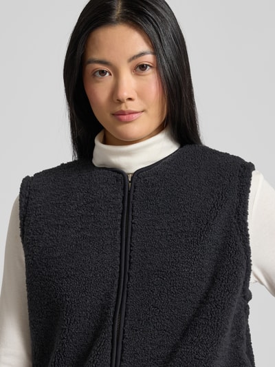 Samsøe Samsøe Fleeceweste mit Rundhalsausschnitt und Reißverschluss Anthrazit 3
