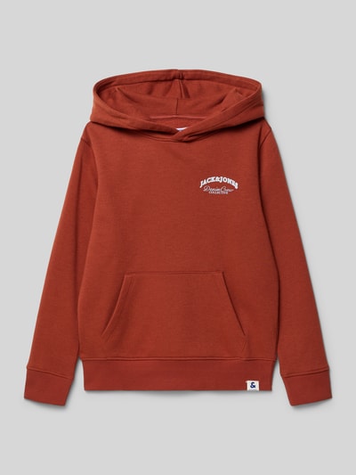 Jack & Jones Hoodie mit Label-Print Modell 'BRANDES' Dunkelrot 1