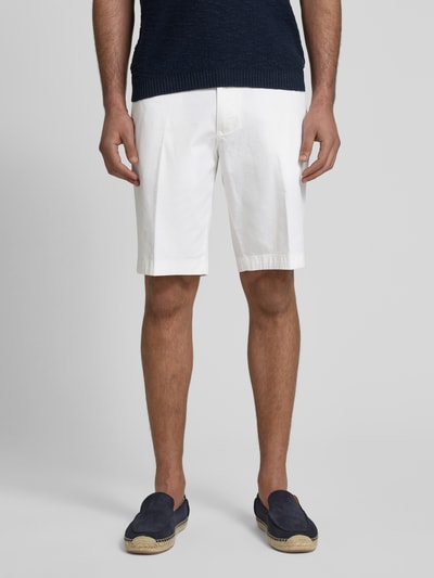 bugatti Regular fit korte chino met ceintuurlussen, model 'Flat' Wit - 4