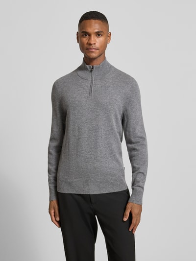 BOSS Regular fit gebreide pullover van een mix van scheerwol en kasjmier, model 'HEMARLO' Middengrijs - 4
