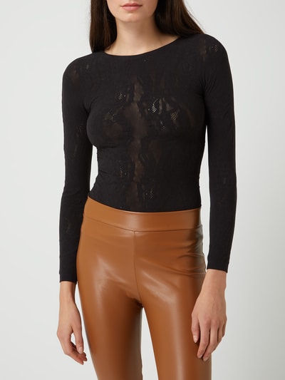 Wolford Form fit longsleeve met bloemenmotief, model 'Ninat' Zwart - 4